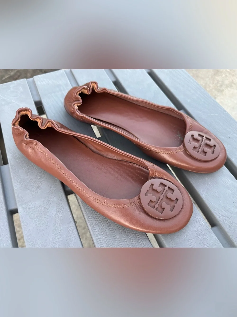 Tory Burch Women’s Brown Leather Minnie Travel Ballet Flats! Size 39 (8.5/9).